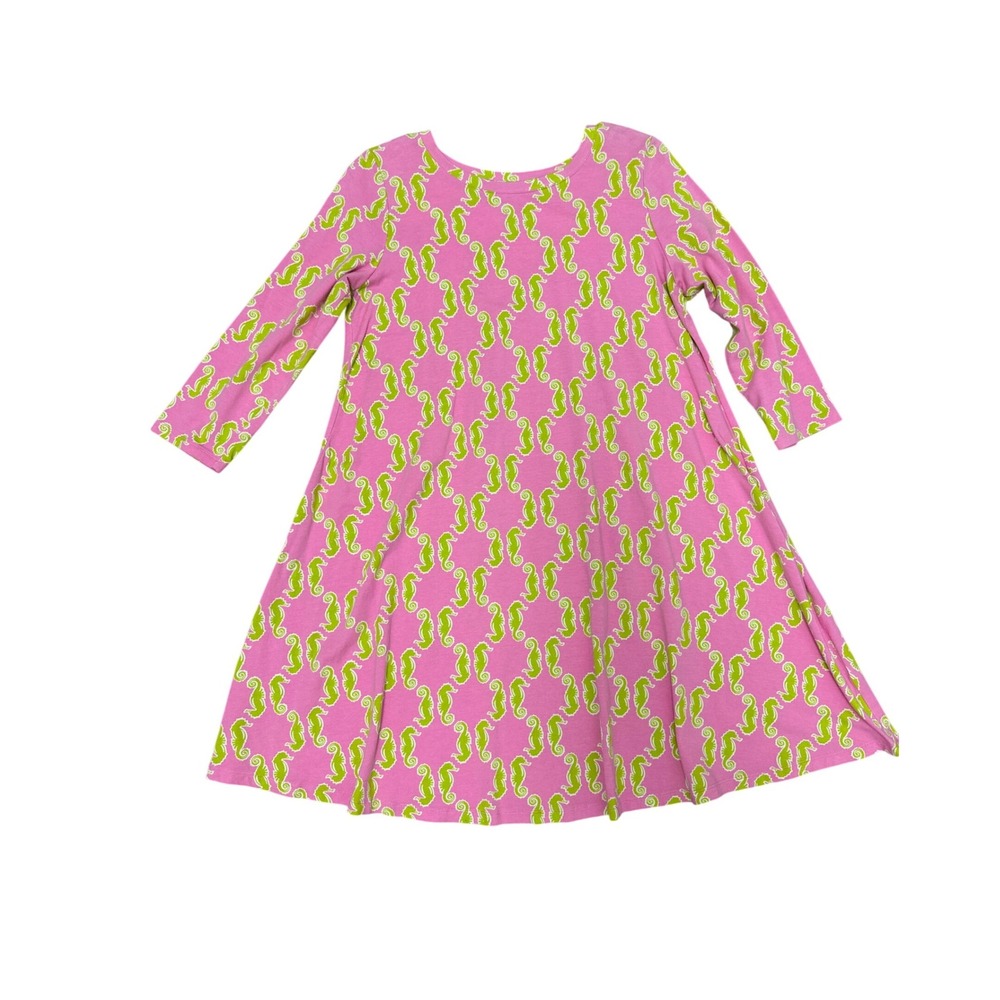 crown & ivy | Dresses | Crown Ivy Pink Lime Green Seahorse Print 34 Sleeve Aline Dress Xs